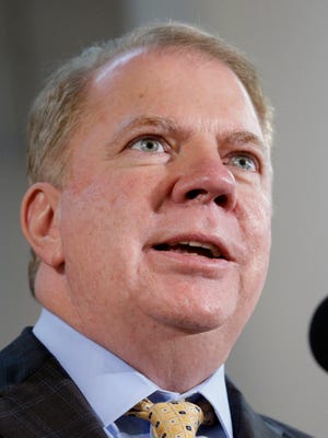 FILE- In this Oct. 10, 2016, file photo, Seattle Mayor Ed Murray speaks at a celebration of Indigenous Peoples' Day in Seattle, Wash. On Thursday, April 6, 2017, Murray was sued by a man who claimed Murray abused him 30 years ago when he was a teenager. Murray's personal spokesman, Jeff Reading, said in a statement that the allegations are false, politically motivated and that Murray would fight them. (AP Photo/Elaine Thompson, File)