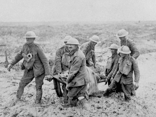 What are three key events that should be noted in a World War I timeline?