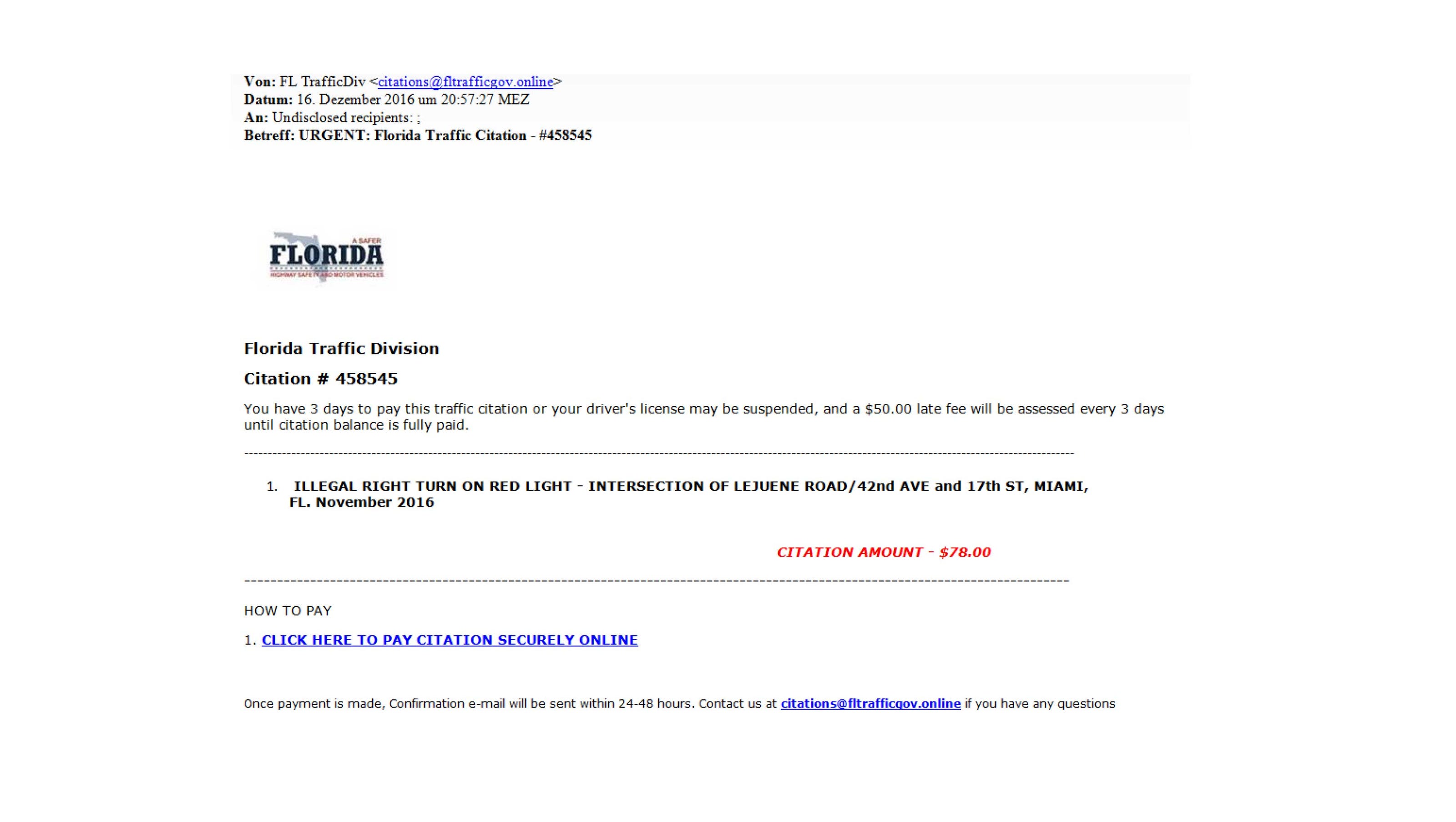 State Warns Traffic Citation Email Scam