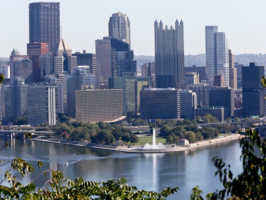 The skyline of downtown Pittsburgh, known as the Golden