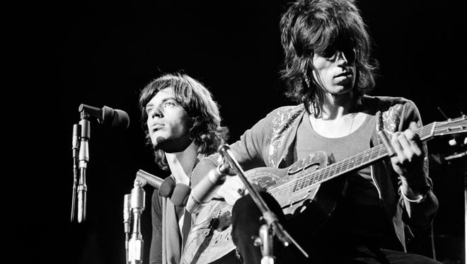 Mick Jagger, left, and Keith Richards, in a press shot for the Rolling Stones' 1971 album "Sticky Fingers."
