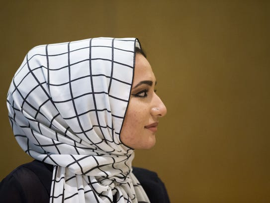 Interfaith leader Fara Arefi speaks at a panel on media
