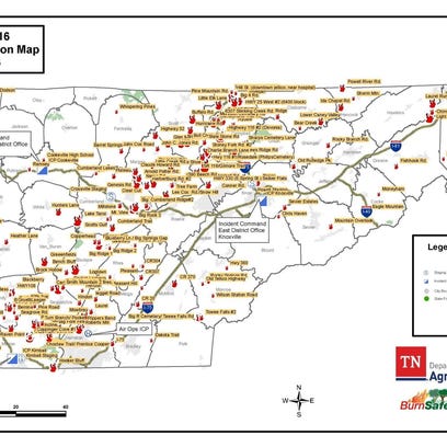Tennessee Map Of Wildfire Coverage