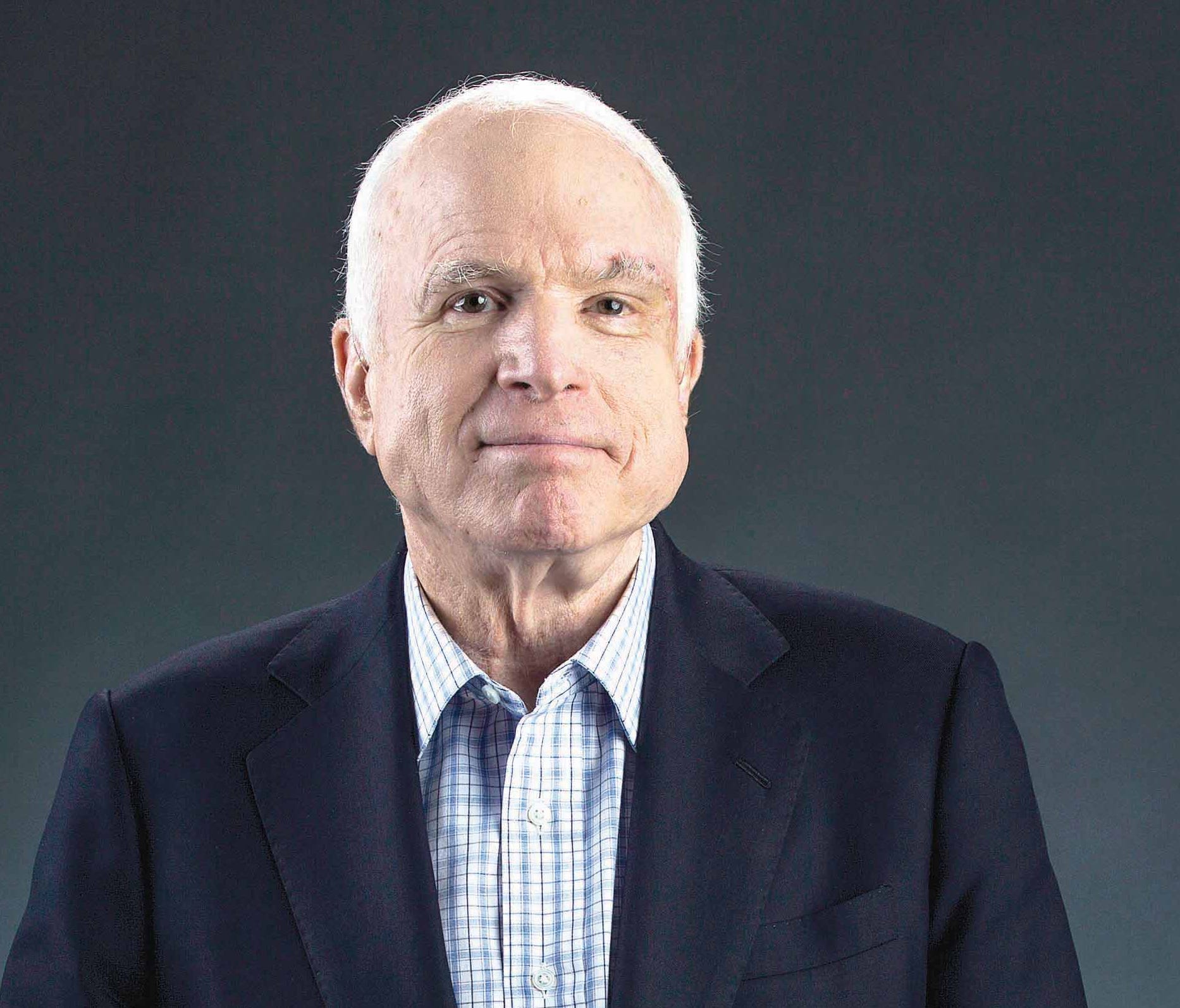 Sen. John McCain poses at the Republic Media building.