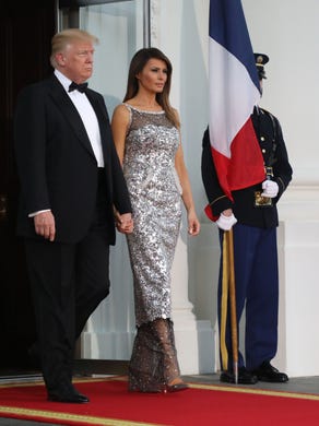President Trump and first lady Melania arrive to welcome