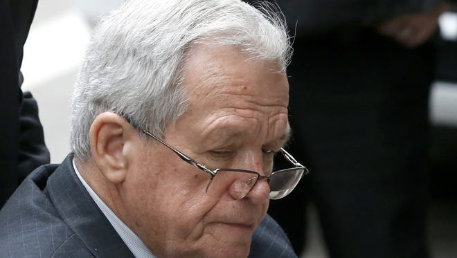 Former House Speaker Dennis Hastert departs the federal courthouse Wednesday, April 27, 2016, in Chicago, after his sentencing on federal banking charges which he pled guilty to last year. Hastert was sentenced to more than a year in prison in the hush-money case that included accusations he sexually abused teenagers while coaching high school wrestling.