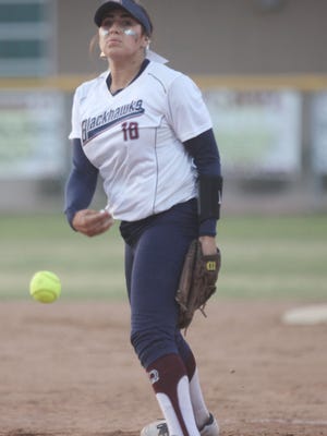 La Quinta High School's Mariah Estrada pitches against Palm Desert High School on a home game.