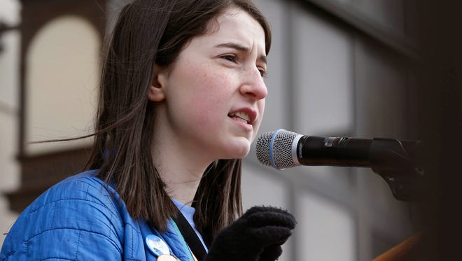Katie Eder of Shorewood High School speaks during the March For Our Lives rally at the courthouse.