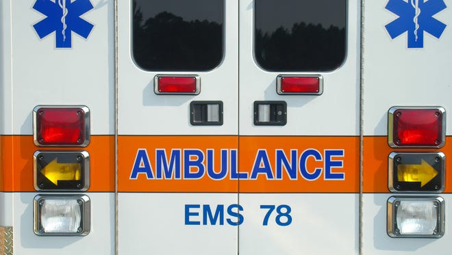 Rear door of ambulance.