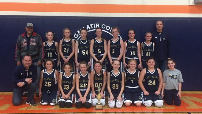 John Paul II Lady Knights took second place Friday, Nov. 3rd in the 8th grade Gallatin County tournament.