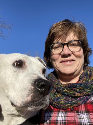 Mary Saup, with her pitbull, Lucy, has registered to participate in this year's WAG! Wilderness Walk over Labor Day weekend.