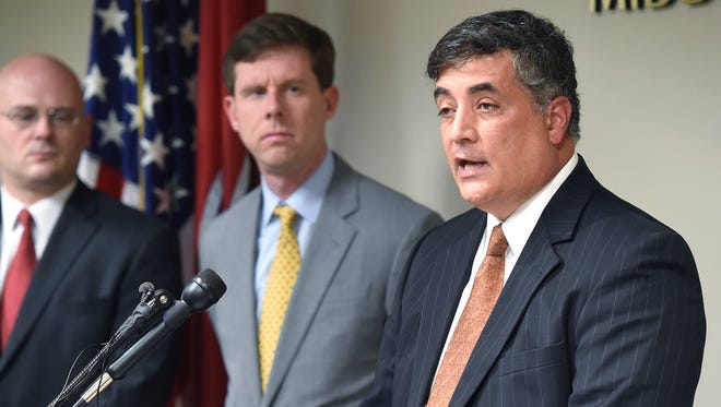 U.S. Attorney for the Middle District of Tennessee David Rivera, at a press conference in October announcing the arrest of several individuals related to thefts at Fort Campbell. Rivera was one of more than 40 federal prosecutors who resigned Friday after a call from Attorney General Jeff Sessions.