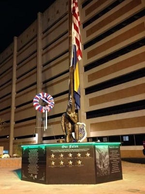 This monument commemorates the service of Paterson police officers.