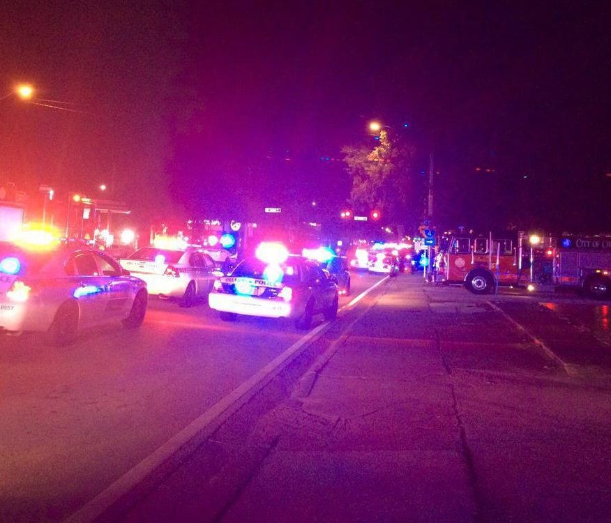 The view from outside the Pulse Orlando nightclub following the mass shooting.