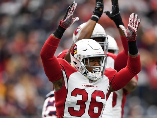 Arizona Cardinals safety Budda Baker reacts to a safety