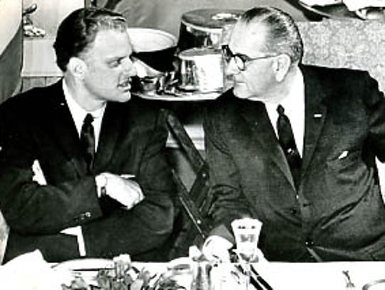 Billy Graham with President Lyndon B. Johnson.