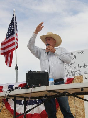 
Cliven Bundy speaks at a rally.
