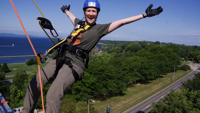 Anne Marie Gewirtz , the new executive director of the Flynn, probably didn't know her new job would require rappelling down a nine-story building when she started in July.