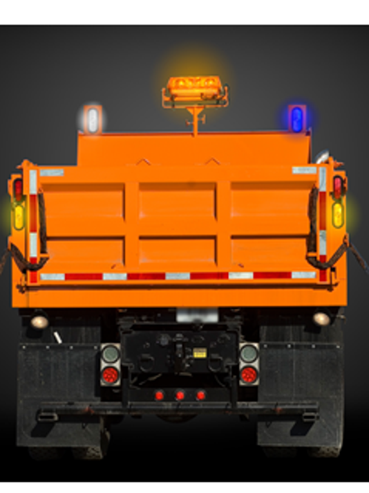 Iowa DOT Snowplow trucks with blue and white lights reduce traffic crashes