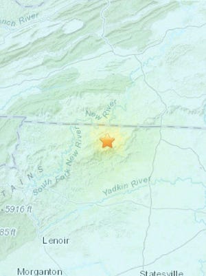 Epicenter of earthquake felt across North Carolina on Aug. 9, 2020.