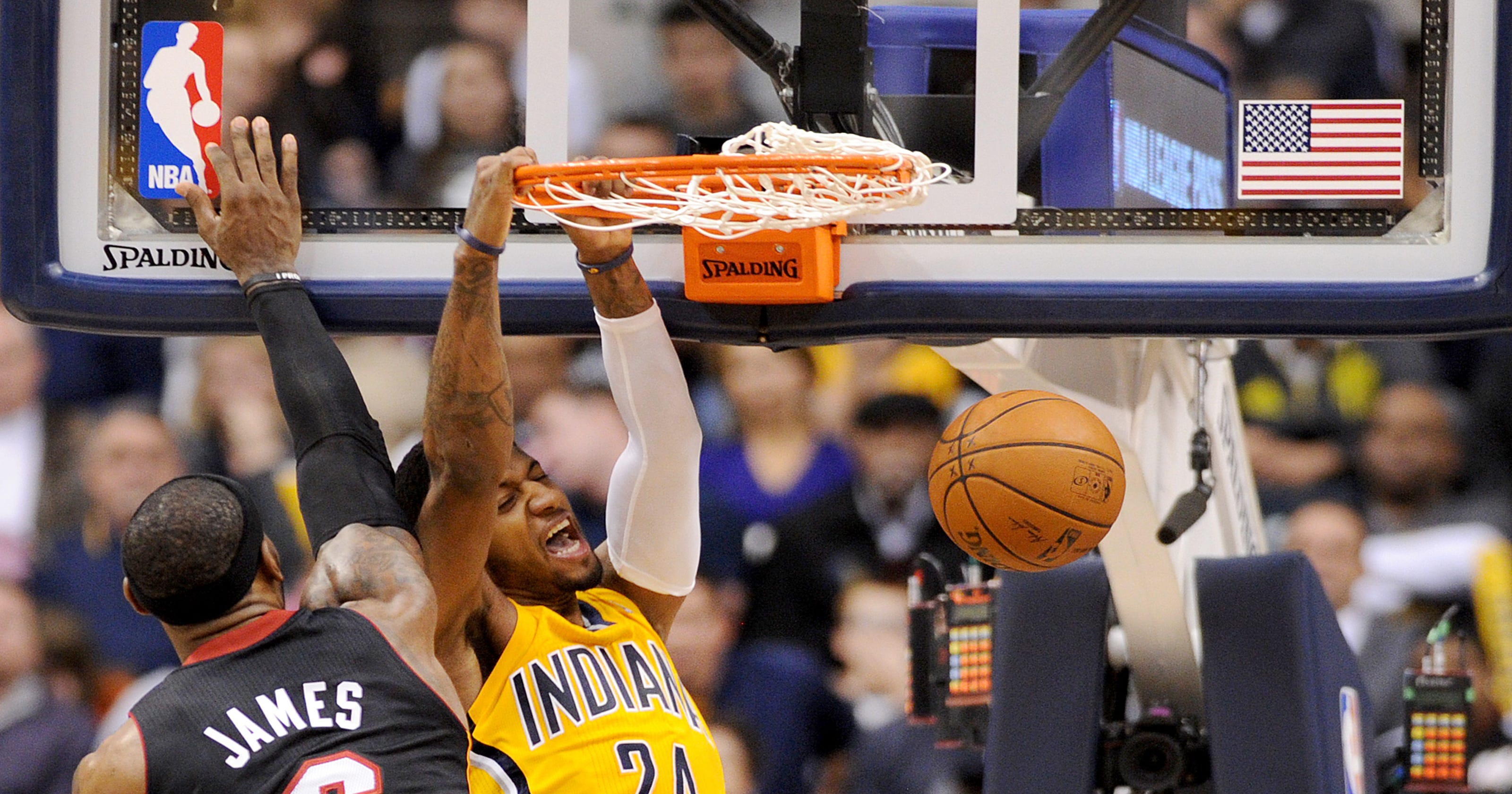 Watch Paul dunk on LeBron James