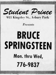 An ad in the Asbury Park Press for Bruce Springsteen's