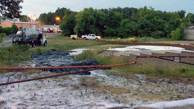 Environmental remediation crews are at the site of the fuel tanker spill early Wednesday morning.