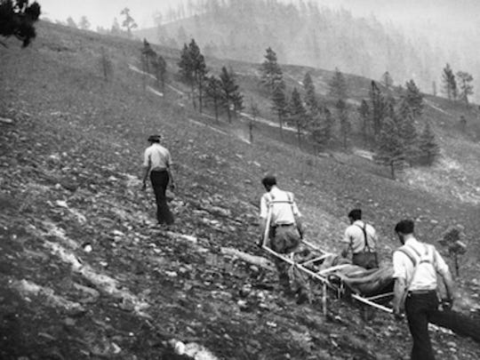 Mann Gulch Fire of 1949. U.S. Forest Service photo.