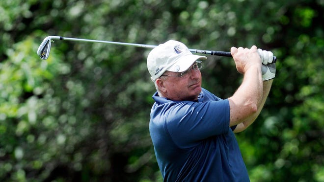 Fred Newswanger takes a swing during the second round of the 2014 Dutchess County Amateur at the Red Hook Golf Club in Red Hook.