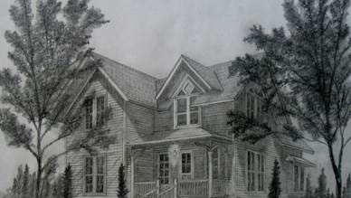 "Penniman House," pencil by Ronald J. Warunek.