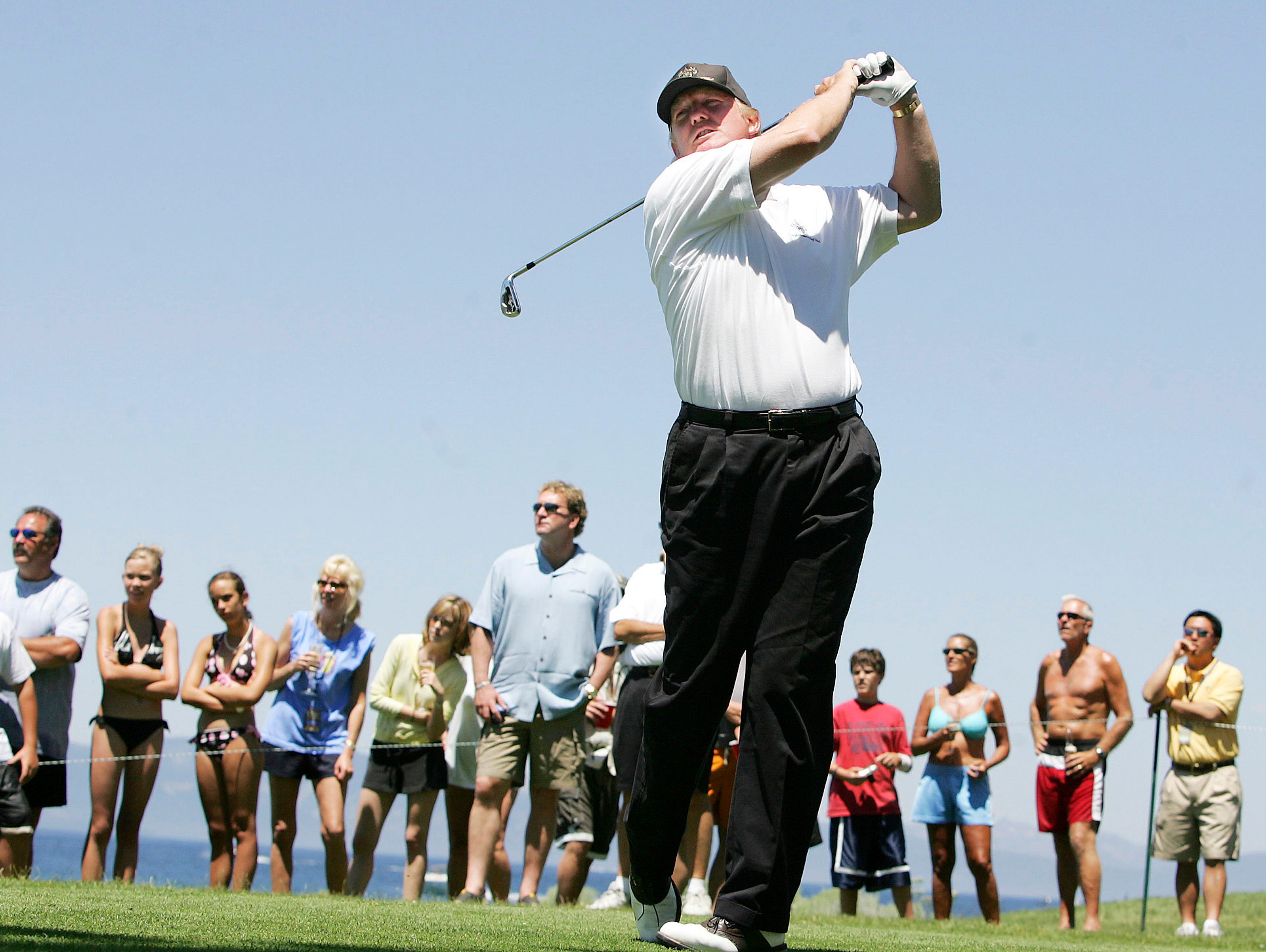 President Trump in 2005 playing golf, which is one of his main forms of exercise.