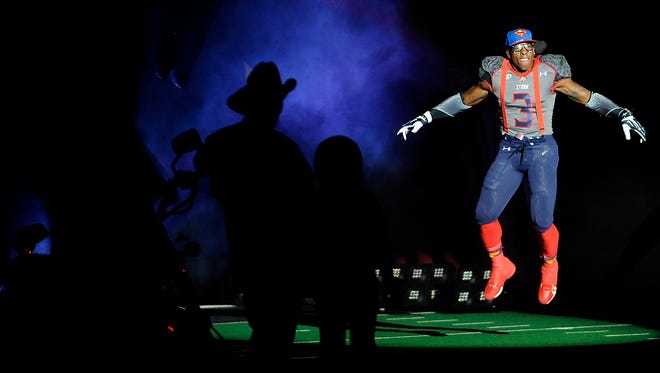 Sioux Falls Storm's #3 Tyler Knight dresses as Superman before the game against Cedar Rapids Titans at the Arena in Sioux Falls, S.D, Saturday, June 22, 2013.(Emily Spartz / Argus Leader)