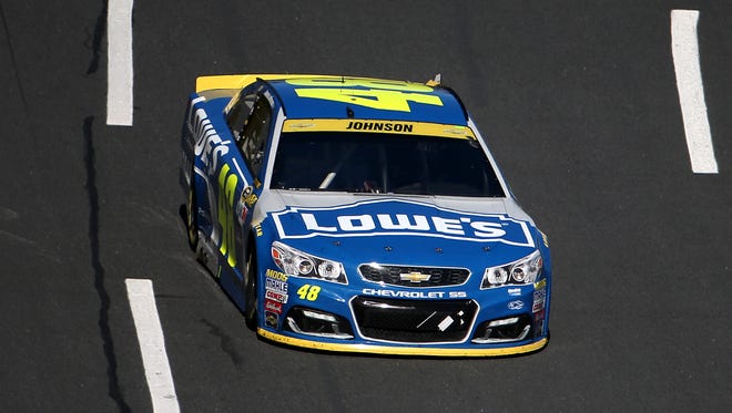 Jimmie Johnson earned his eighth career victory at Charlotte Motor Speedway Sunday.