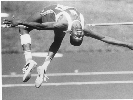 Hollis Conway won indoor and outdoor national high jump championships for the University of Southwestern Louisiana.