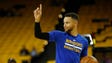 Stephen Curry warms up before Game 1 of the Finals.