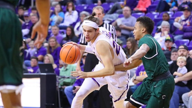 UNI's Tanner Lohaus drives to the basket during the Panthers' 82-44 win over Chicago State on Saturday at the McLeod Center/