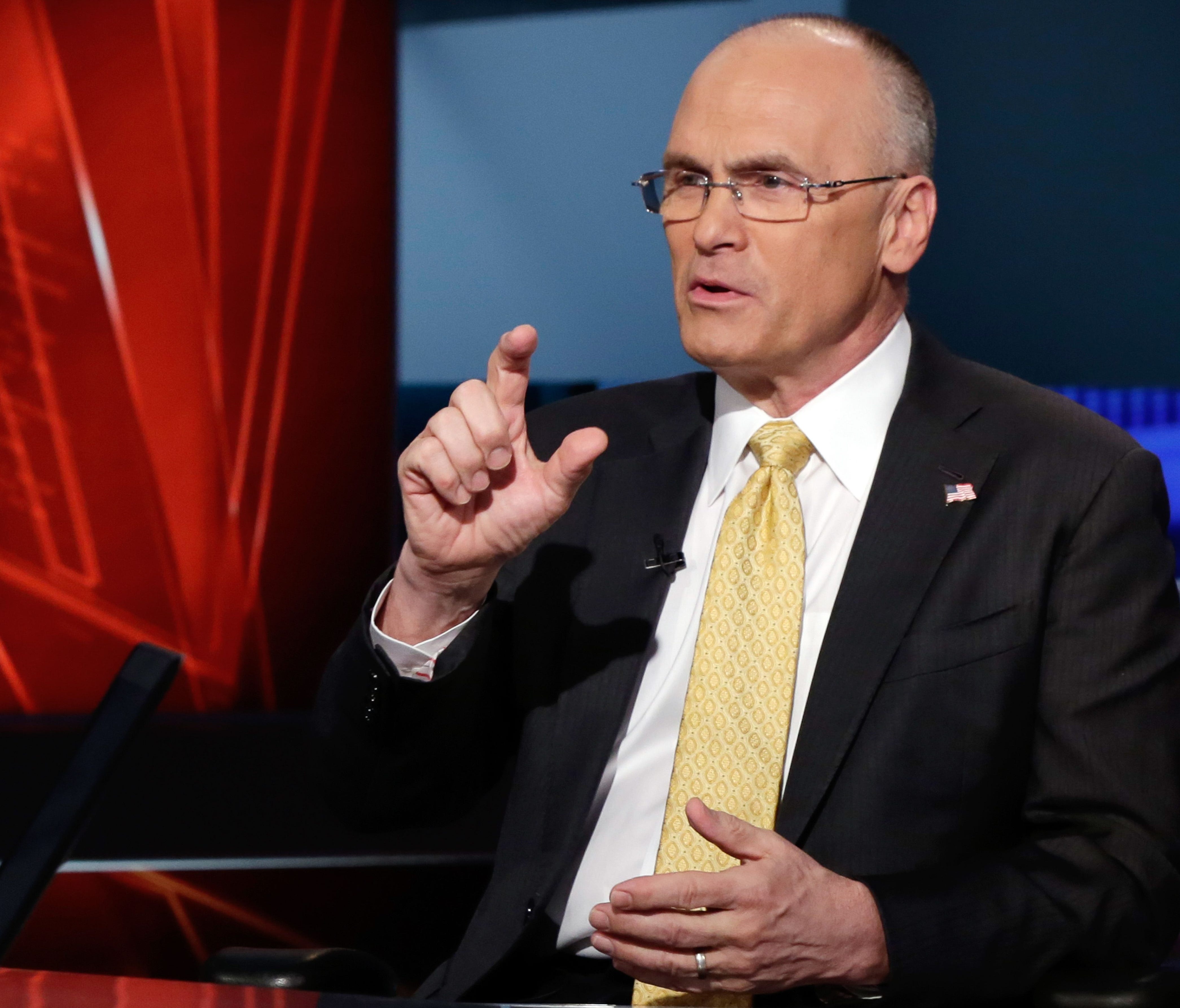 Andrew Puzder, CEO of CKE Restaurants, who was nominated by President-elect Donald Trump to be United States Secretary of Labor, is interviewed by anchor Neil Cavuto during his 