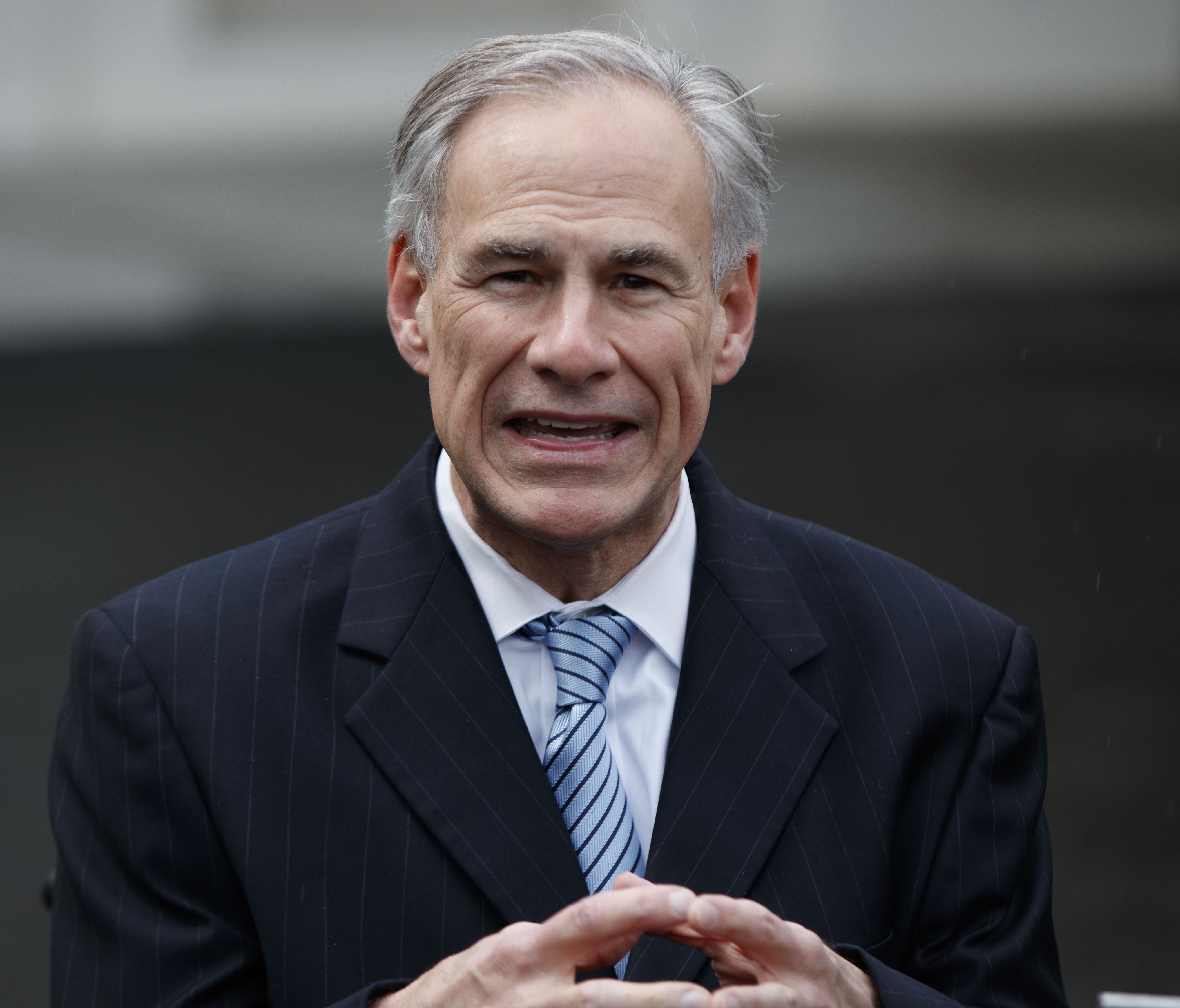 FILE - In this March 24, 2017, file photo, Texas Gov. Greg Abbott talks to reporters outside the White House in Washington.