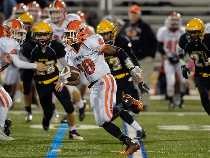 Central York's Rodney Johnson rushes on the punt return