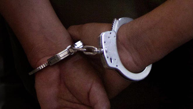 A handcuffed suspect