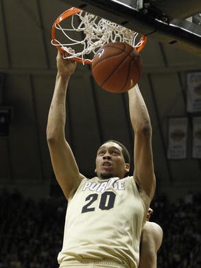 A.J. Hammons scored 11 points with a career-high eight blocks in #Purdue's 83-67 victory over No. 22 Indiana.