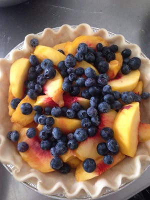 Lee also likes to enhance his peach pies with a handful of fresh blueberries for color and a more complex flavor.