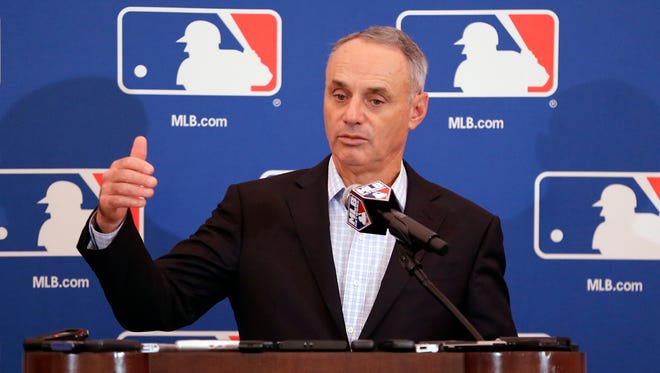 Major League Baseball commissioner Rob Manfred hopes to get the average time of game down to 2 hours, 55 minutes this season.