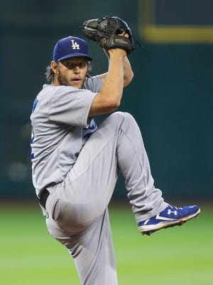 Clayton Kershaw delivers a pitch against the Astros at Minute Maid Park.