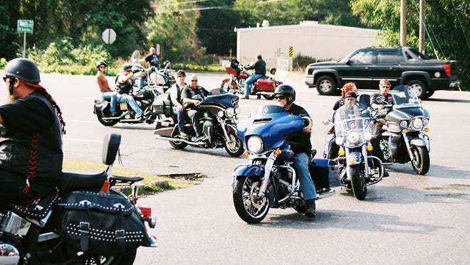Bikers on the road during a previous Crossbones chapter of the U.S. Military Vets Motorcycle Club Poker Run.