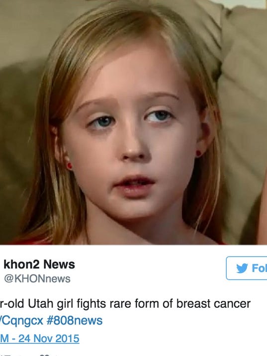 8 Year Old Girl Diagnosed With Rare Breast Cancer