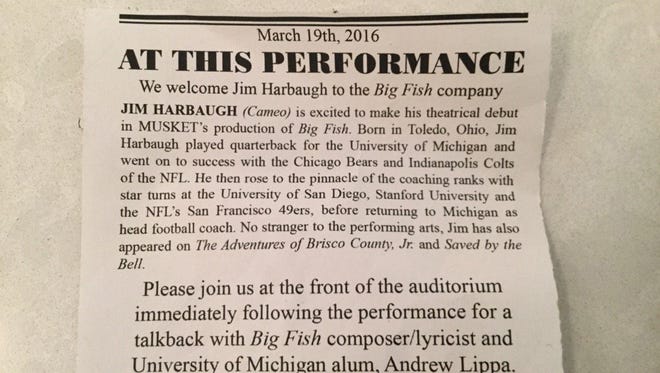 Jim Harbaugh's bio from the "Big Fish" production.