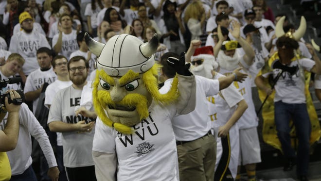 NKU mascot before the Norse game against West Virginia.