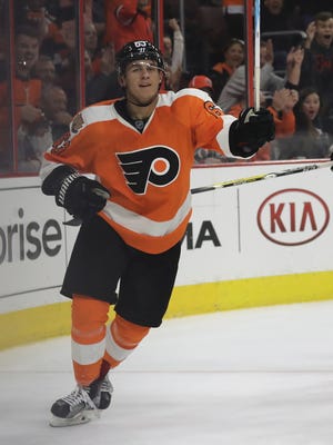 Travis Konecny will begin the season on a line with Sean Couturier and Jake Voracek.