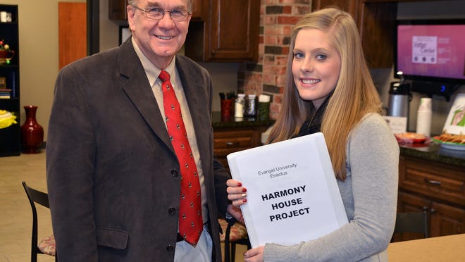 Bernie Dana, chair of Evangel University’s Department of Business, has been working closely on the Harmony House project with Cassie DeClerc, a senior nonprofit business and social enterprise major.